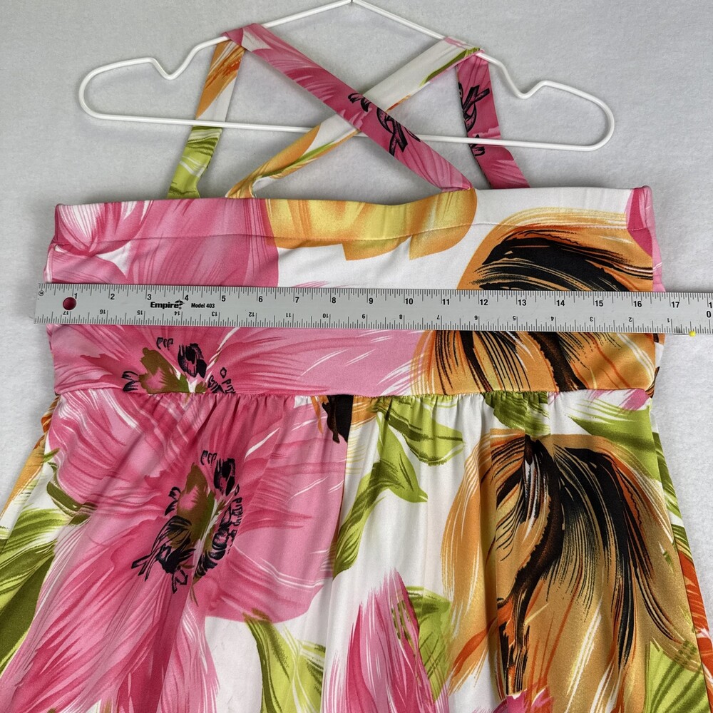 Vintage Y2K KARIN STEVENS Maxi Dress Empire Waist Floral Tropical Resort Size 10 - Picture 6 of 11